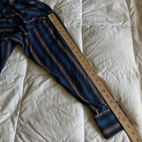 Vintage ELY Cattleman Men's XL Pearl Snap  LS Shirt Stripe Blue Brown Western - Picture 13 of 13
